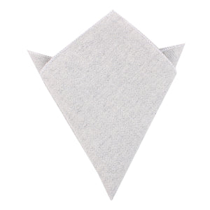 Light Grey Herringbone Linen Pocket Square