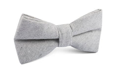 Light Grey Twill Stripe Linen Bow Tie
