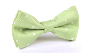 Light Mint Pistachio Green with White Polka Dots Bow Tie