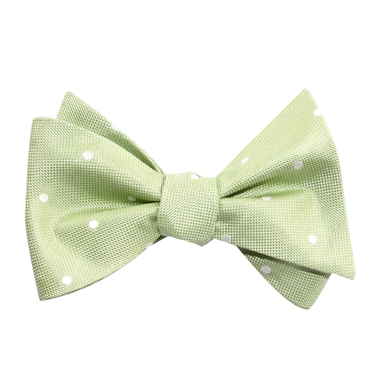 Light Mint Pistachio Green with White Polka Dots Self Tie Bow Tie 2