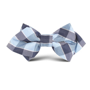 Light & Navy Blue Checkered Kids Diamond Bow Tie