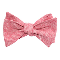 Light Red Chambray Linen Self Tie Bow Tie 1