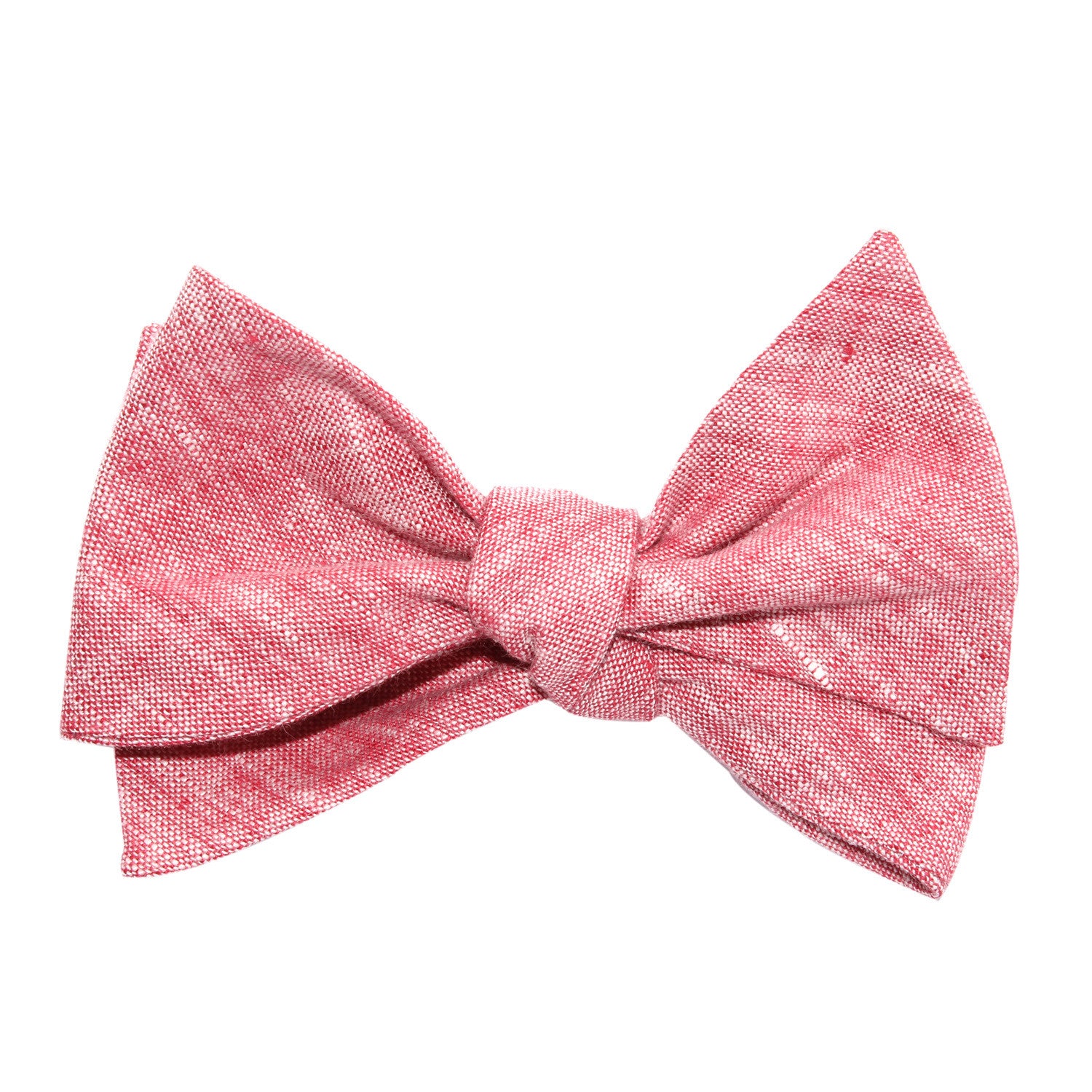 Light Red Chambray Linen Self Tie Bow Tie 3