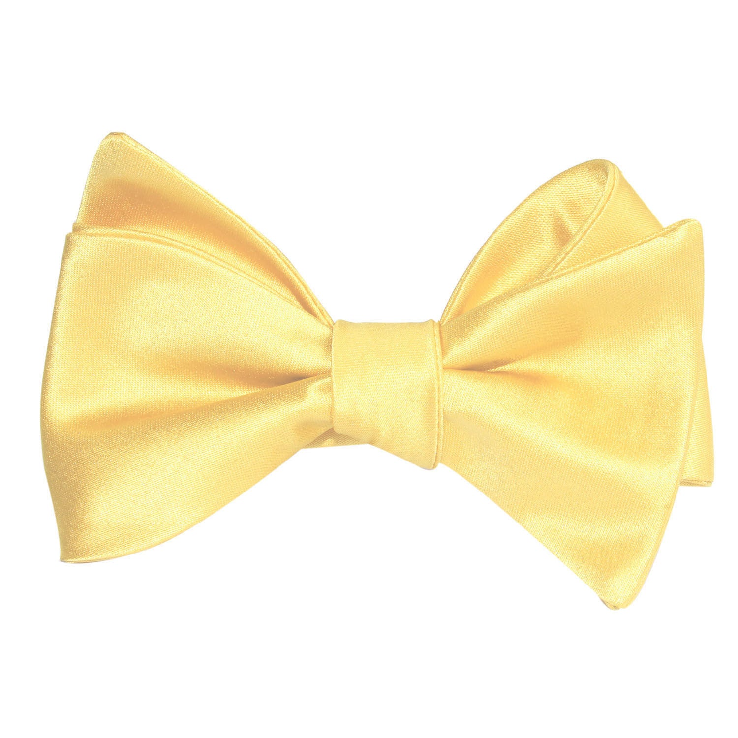 Light Yellow Satin Self Tie Bow Tie 1