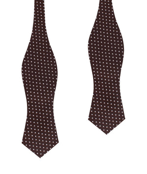 Lungo Brown Polkadot Cotton Diamond Self Bow Tie