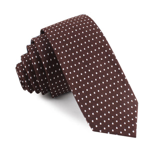 Lungo Brown Polkadot Cotton Skinny Tie