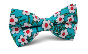 Maldivian Turquoise Floral Bow Tie