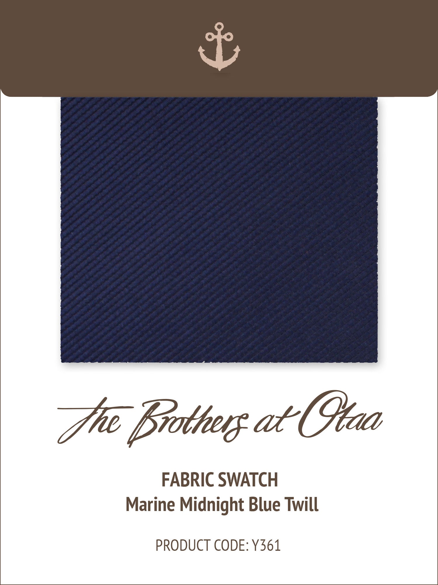 Marine Midnight Blue Twill Y361 Fabric Swatch