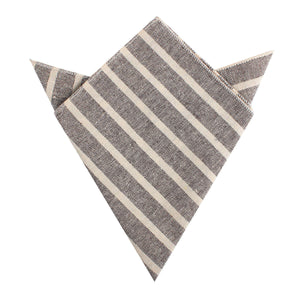 Mersin Brown Stripe Chalk Linen Pocket Square