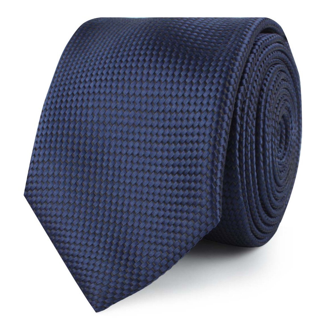 Midnight Blue Oxford Weave Skinny Ties
