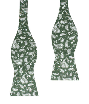 Milan Paisley Green Self Bow Tie