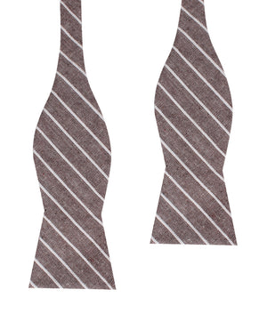 Mocha Brown Pinstripe Linen Self Bow Tie