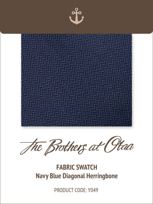 Fabric Swatch (Y049) - Navy Blue Diagonal Herringbone