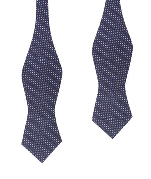 Navy Blue Cotton with White Mini Polka Dots Self Tie Diamond Tip Bow Tie