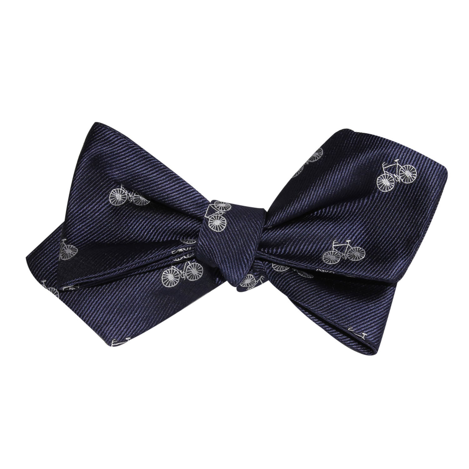 Navy Blue French Bicycle Self Tie Diamond Tip Bow Tie 3