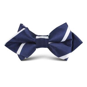 Navy Blue Pencil Stripe Kids Diamond Bow Tie