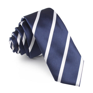 Navy Blue Pencil Stripe Skinny Tie