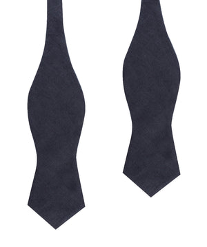 Navy Blue Slub Linen Self Tie Diamond Bow Tie