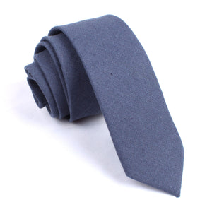 Navy Blue Slub Linen Skinny Tie