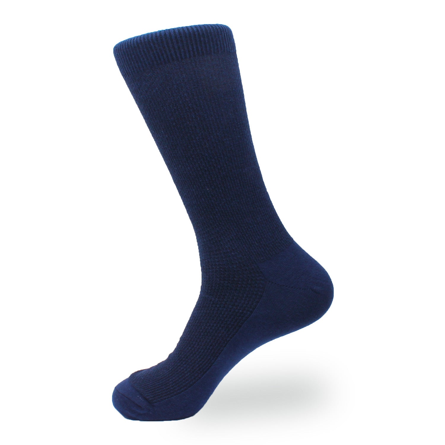 Navy Blue Textured Cotton-Blend  Socks