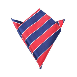 Navy Blue White and Red Diagonal - Pocket Square