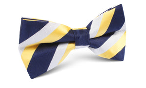 Navy Blue & Yellow Stripe Bow Tie