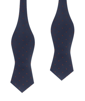 Navy Blue with Brown Polka Dots Self Tie Diamond Tip Bow Tie