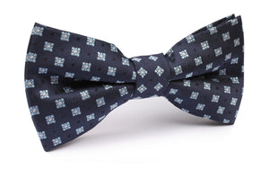 Navy Blue with Light Blue Pattern - Bow Tie