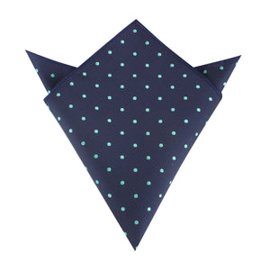 Navy Blue with Mint Green Polka Dots Pocket Square