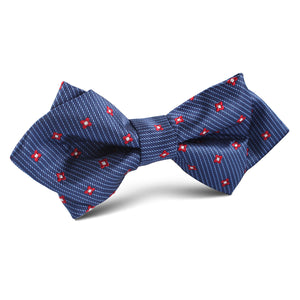 Navy Blue with Red Pattern Diamond Bow Tie
