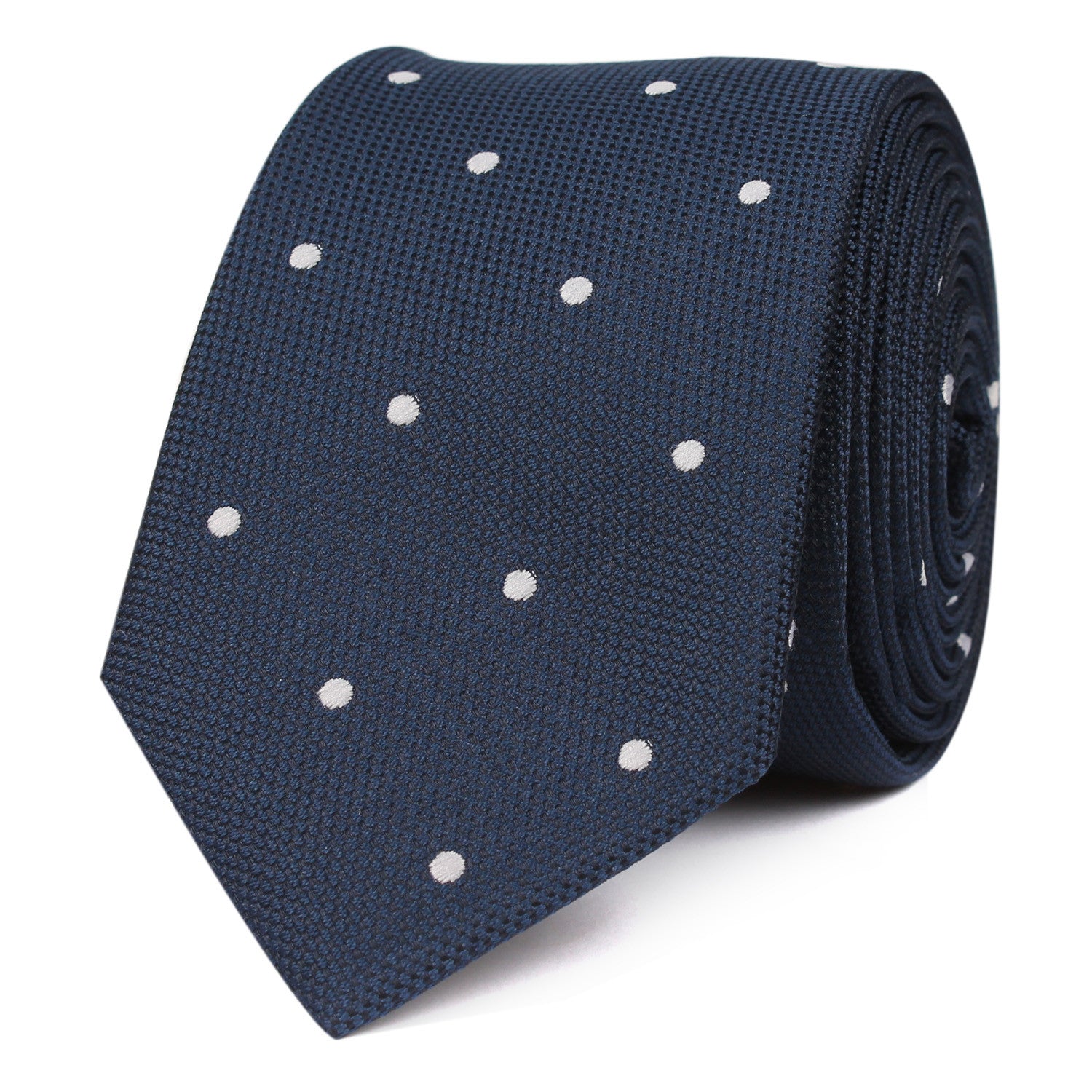 Navy  Blue with White Polka Dots - Skinny Tie OTAA roll