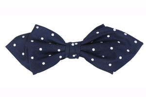 Navy Blue with White Polka Dots Diamond Bow Tie