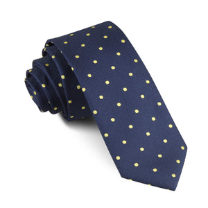 Navy Blue with Yellow Polka Dots Skinny Tie