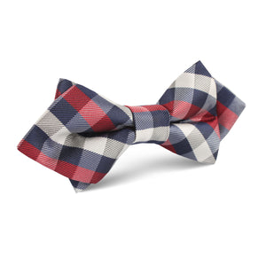 Navy Checkered Scotch Red Diamond Bow Tie