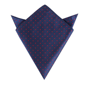 Navy on Red Mini Pin Dots Pocket Square