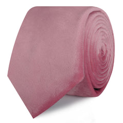 Nude Pink Velvet Skinny Tie Roll