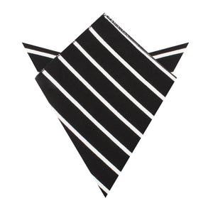 Onyx Black Pencil Striped Linen Pocket Square