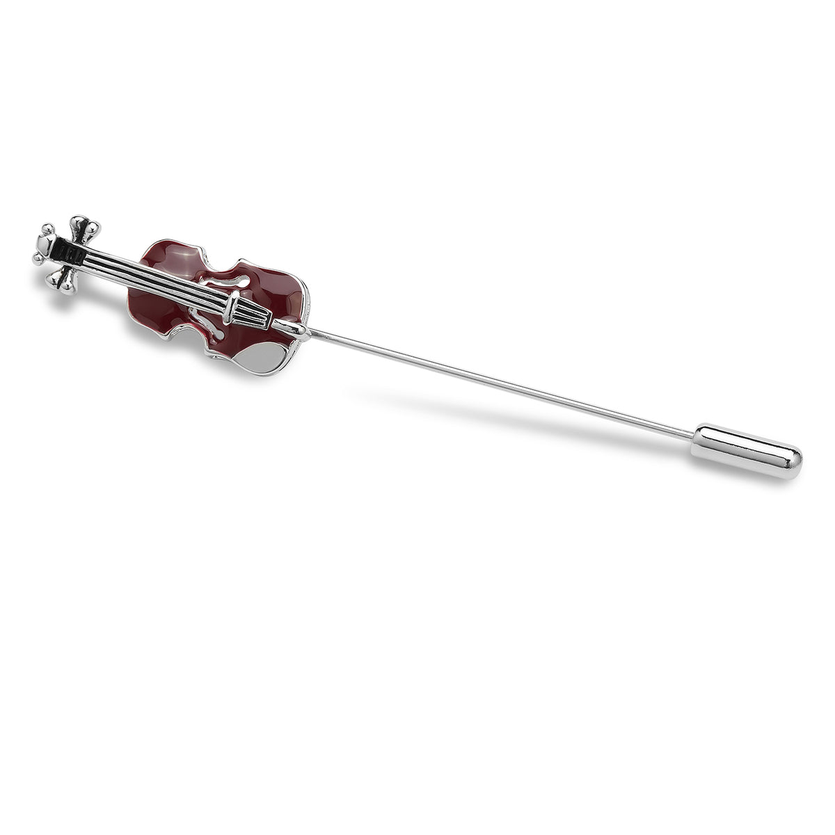 Violin Lapel Brooch Pin - Cubic Zirconia Cello Fiddle Musical Instrument Jewelry For Dress, Suit, Coat & Sweater