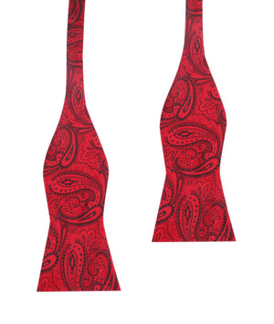 Paisley Red Maroon with Black - Bow Tie (Untied)