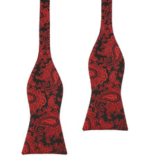 Paisley Red and Black Bow Tie Untied
