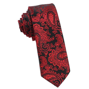 Paisley Red and Black Skinny Tie