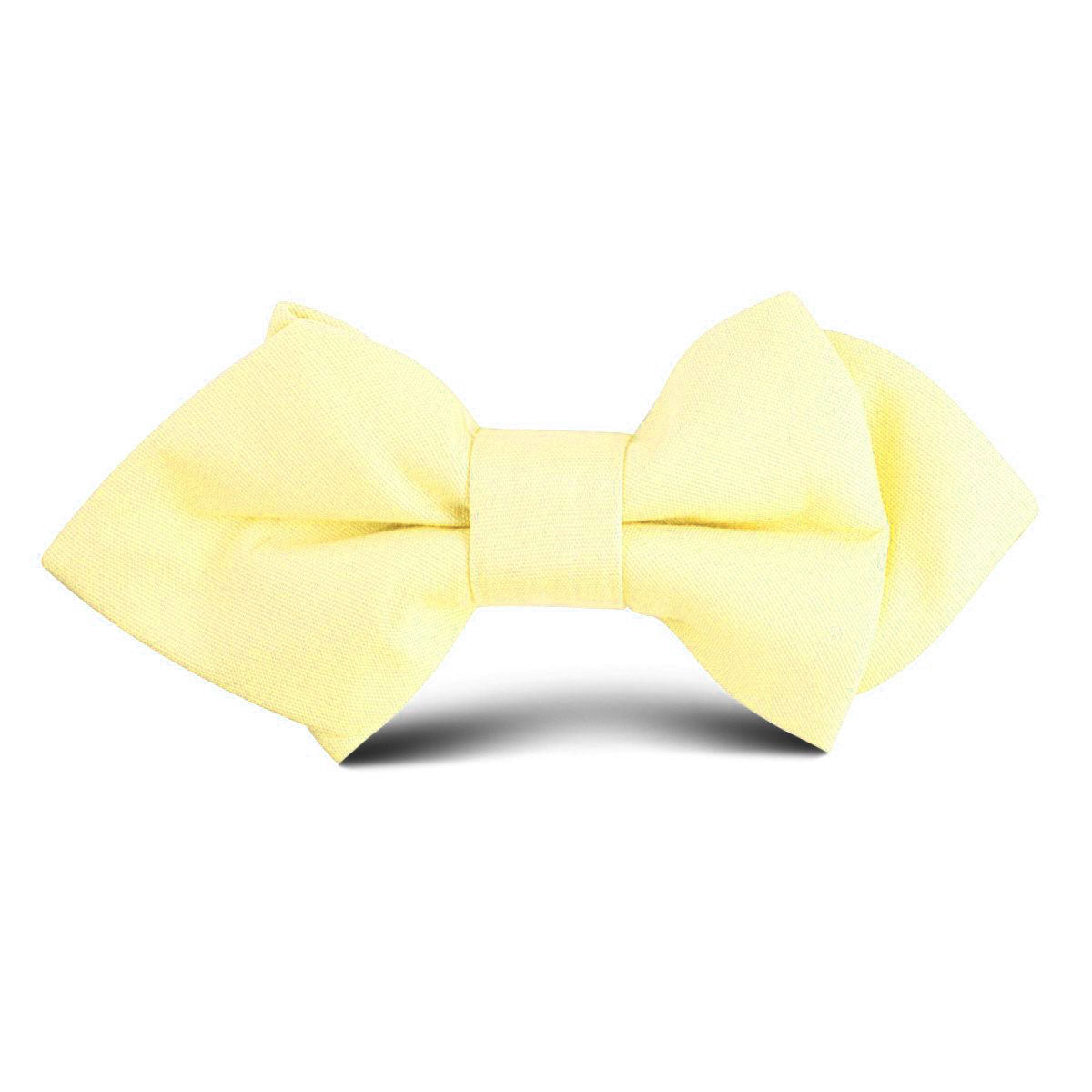 Pastel Yellow Cotton Kids Diamond Bow Tie