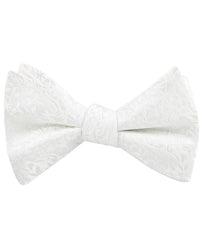 Pearl White Paris Floral Self Tied Bow Tie
