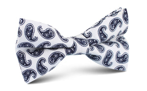 Picasso White on Blue Paisley Bow Tie
