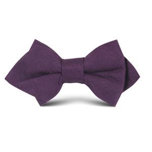 Purple Plum Slub Linen Kids Diamond Bow Tie
