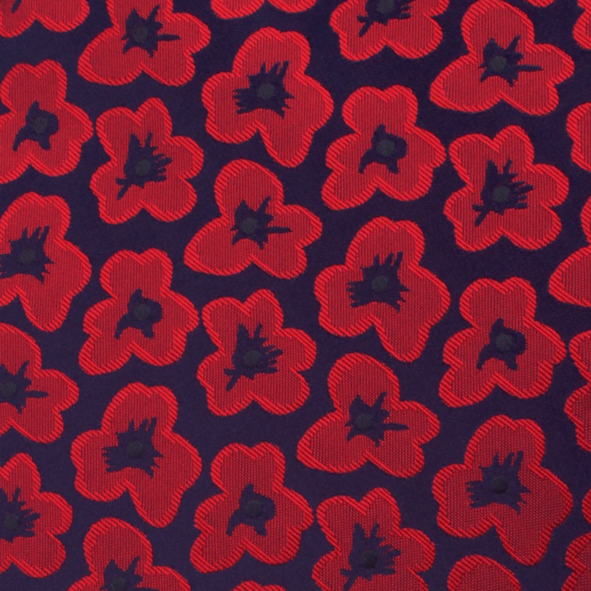 Red Poppy Floral Skinny Tie Fabric