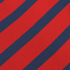 Red and Navy Blue Striped Tie Fabric