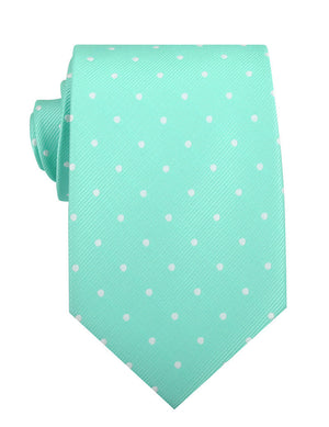 Seafoam Green with White Polka Dots Necktie