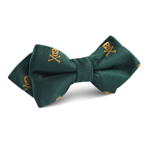 Skull & Crossbones Green Diamond Bow Tie