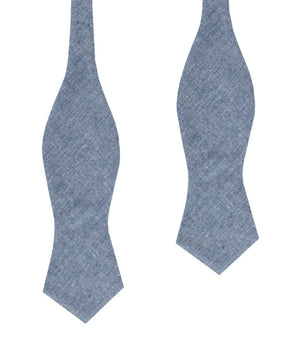 Smoke Blue Slub Linen Diamond Self Bow Tie